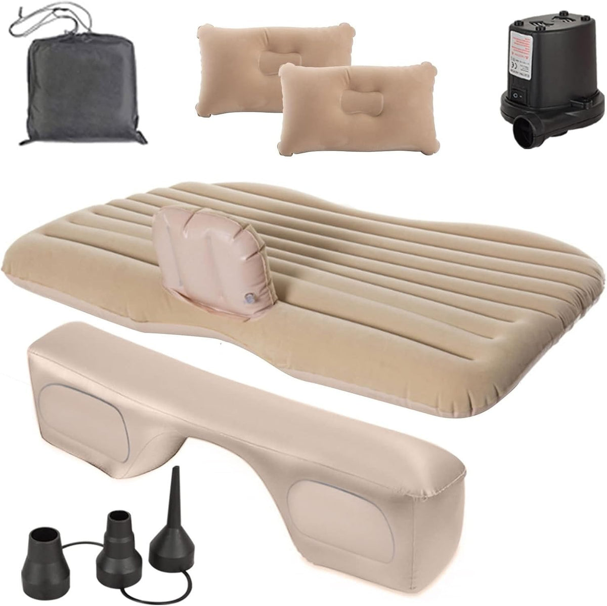 Inflatable Car Back Seat Mattress with Pump & 2 Pillows for Travel