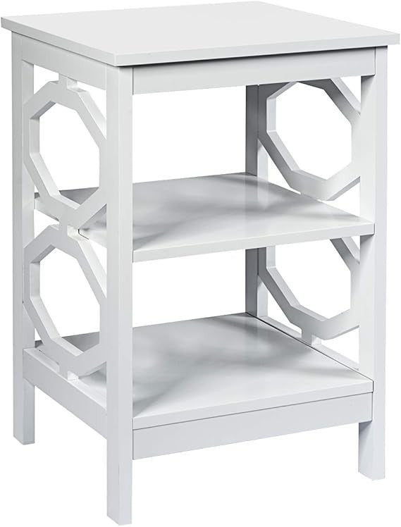 White 3-Tier Bedside Table with Shelves | Modern Narrow Nightstand Storage Unit