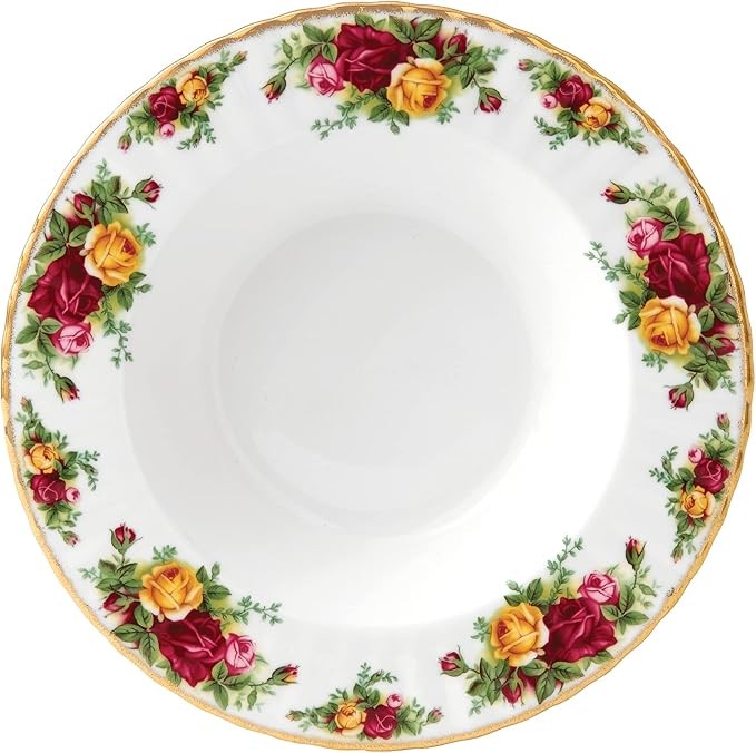 Vintage Floral Soup Plate 25cm Fine Bone China Gold Rim Tableware
