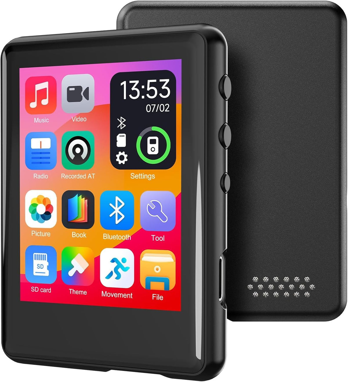 Bluetooth 5.4 MP3 Player 16GB Touch Screen FM Speaker Expandable