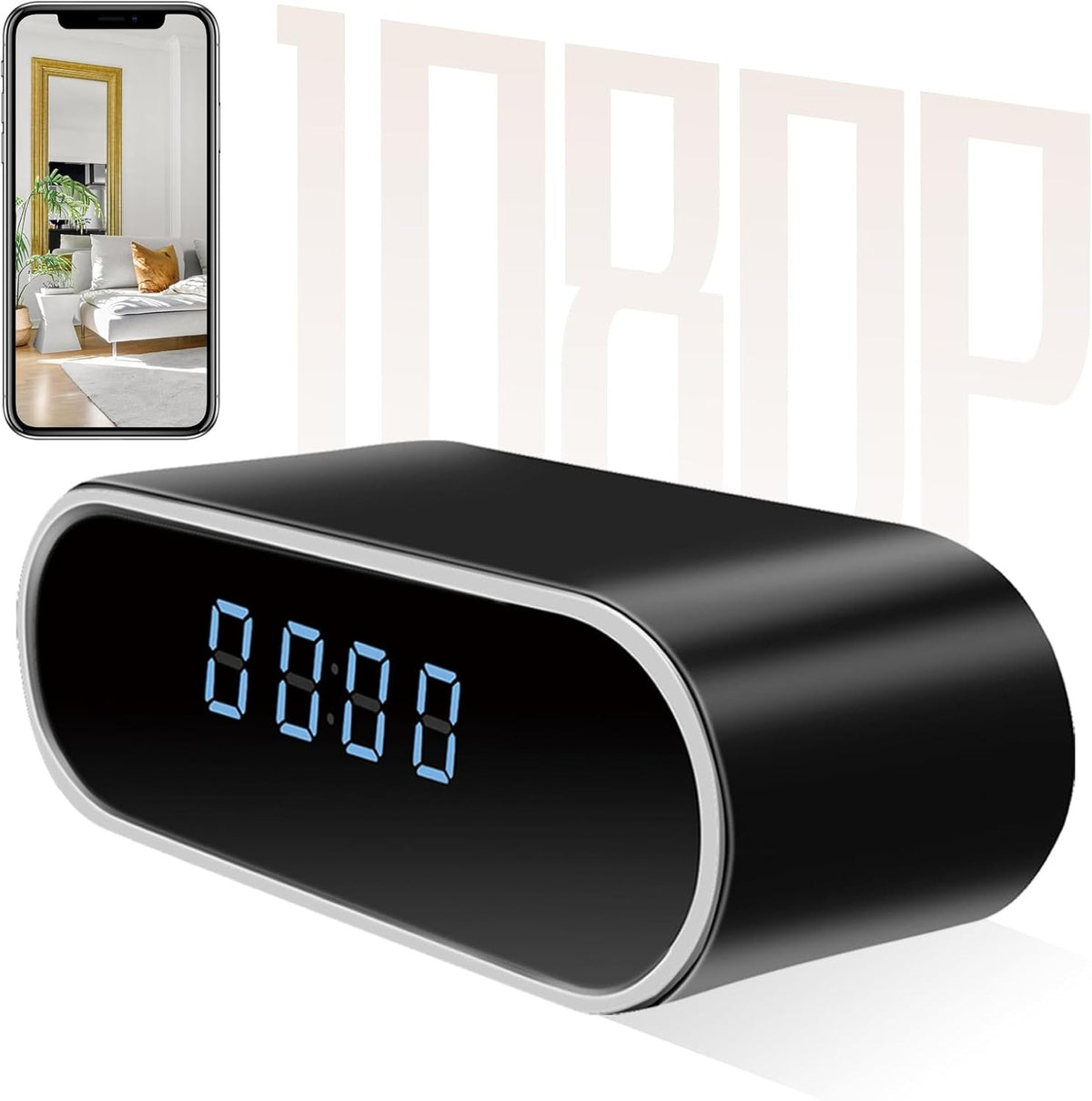 Hidden Clock WiFi 1080P Alarm Motion Detection Night Vision