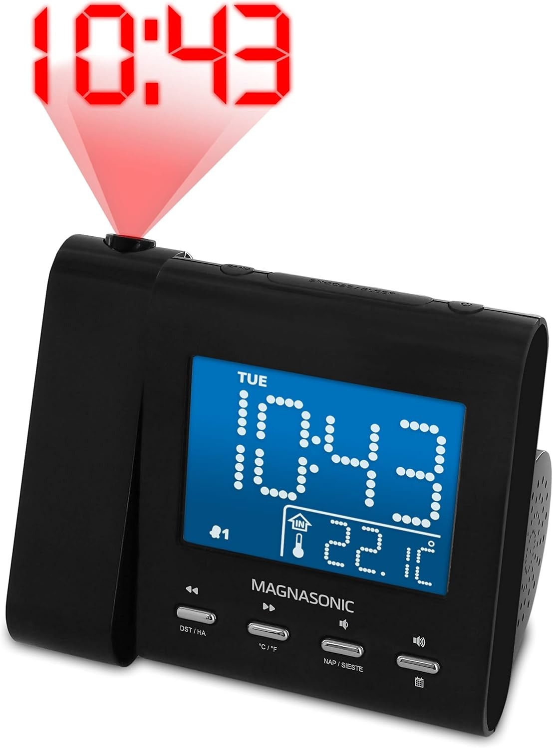 Projection Alarm Clock AM FM Radio Portable Temperature Display Dual Alarm