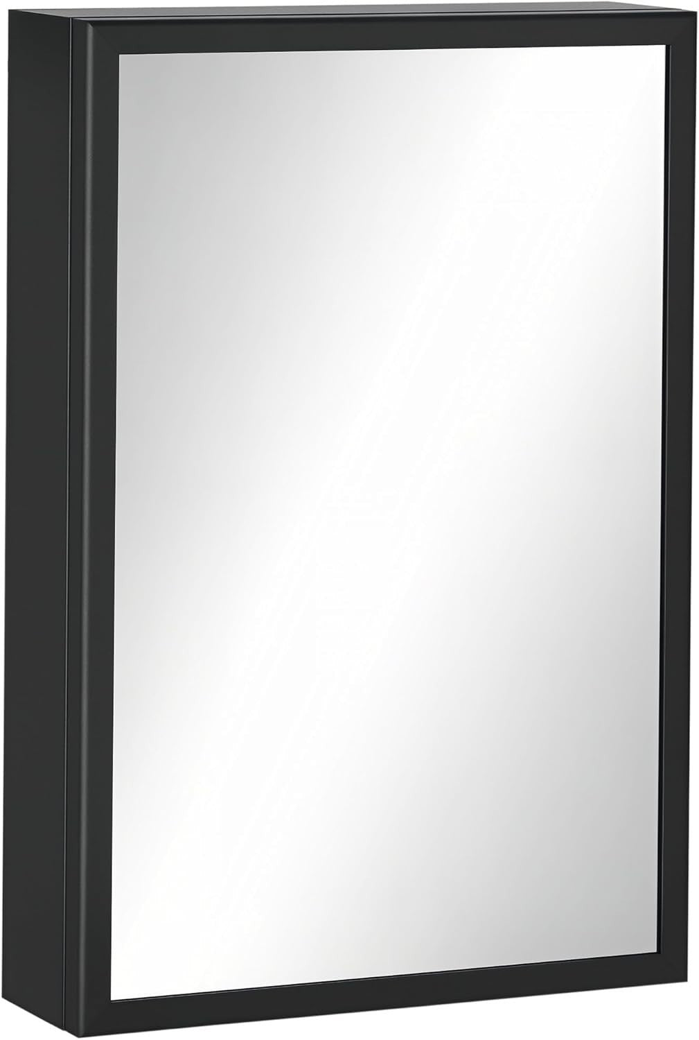 Wall Mounted Bathroom Mirror Cabinet with Storage Shelves, 60cm Black