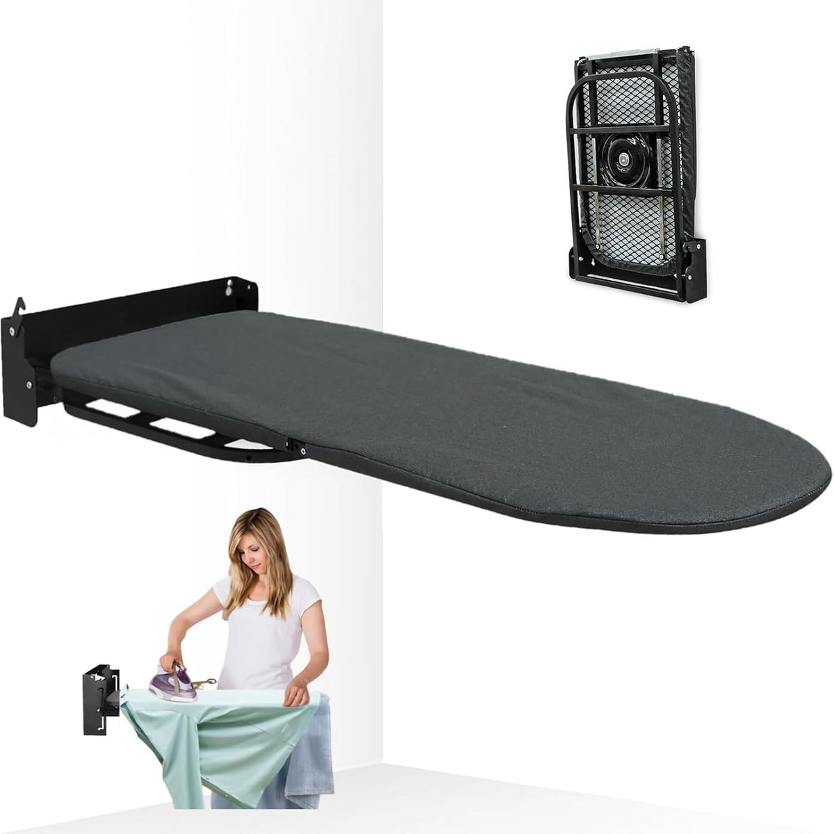 Wall Mounted Folding Ironing Board Cabinet Space Saving Fold Down Design