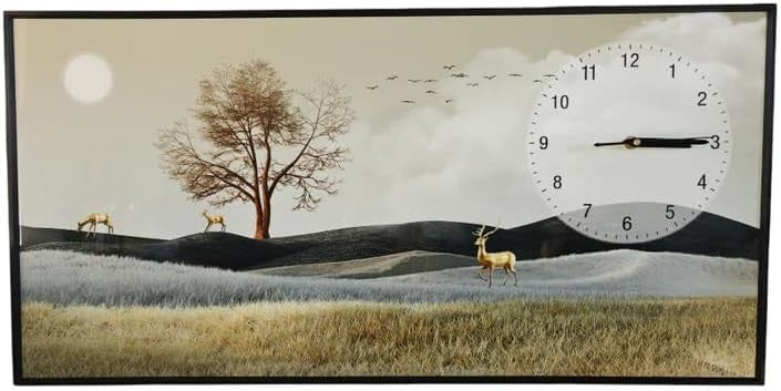 Large Nordic Deer Wall Clock Art 100cm Silent Quartz Modern Home Decor