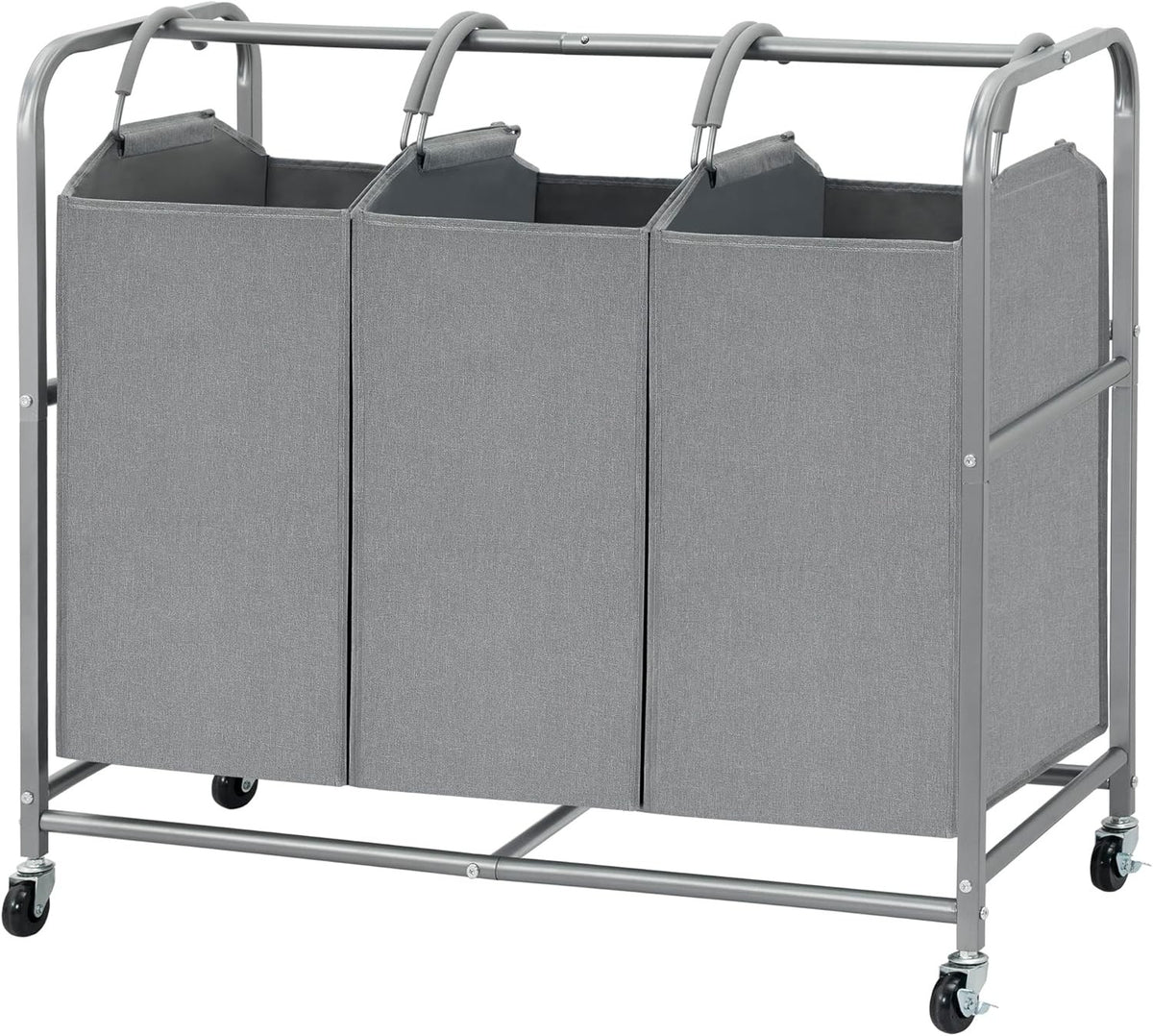 3-Section Laundry Sorter on Wheels 135L Large Clothes Hamper with Removable Bags