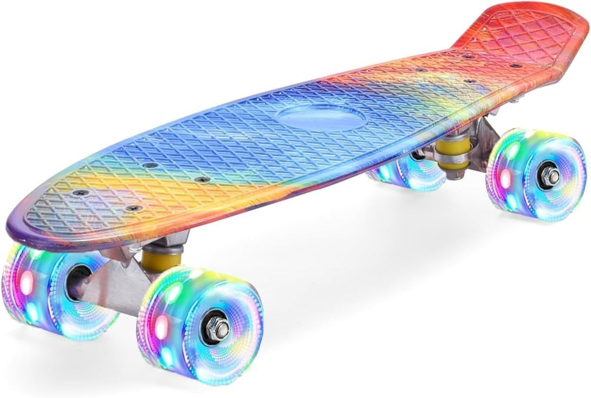 22" Kids Cruiser Skateboard LED Wheel Complete Beginner Skateboard