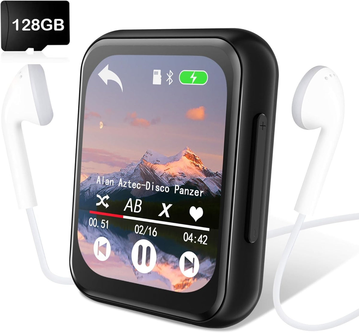 128GB MP3 Player Bluetooth 5.3 Touch Screen FM Radio Speaker