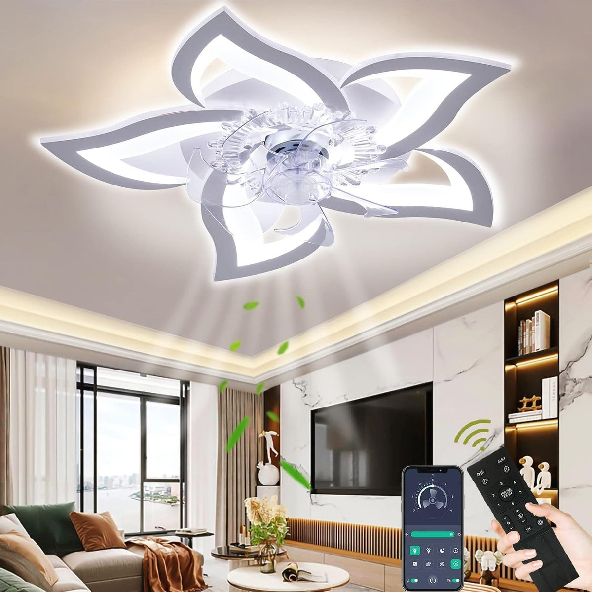 Wildcat 69CM LED Ceiling Fan with Lights 6 Speeds Dimmable Matte White