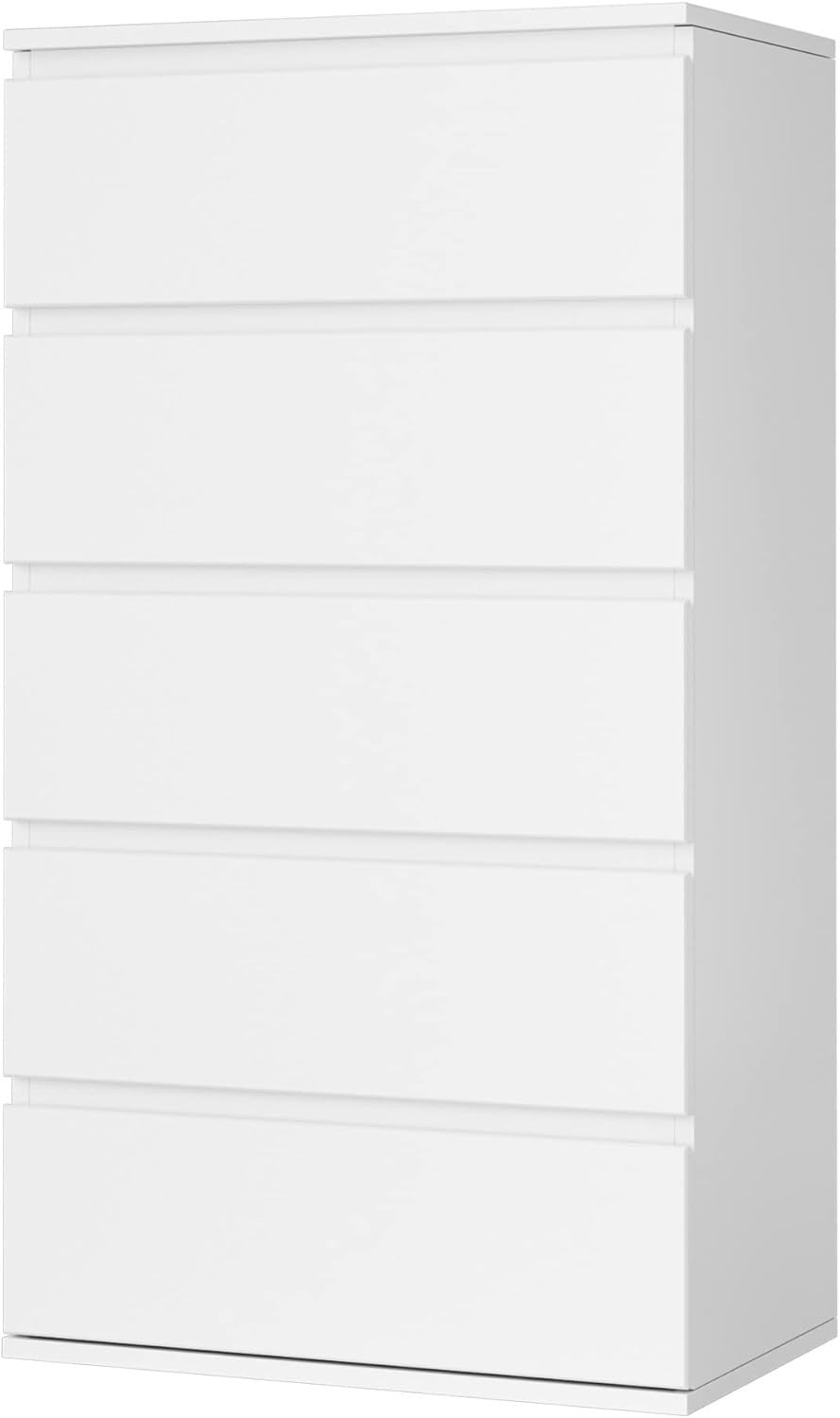 White 5-Drawer Chest Storage Cabinet | Bedroom, Bathroom, Living Room