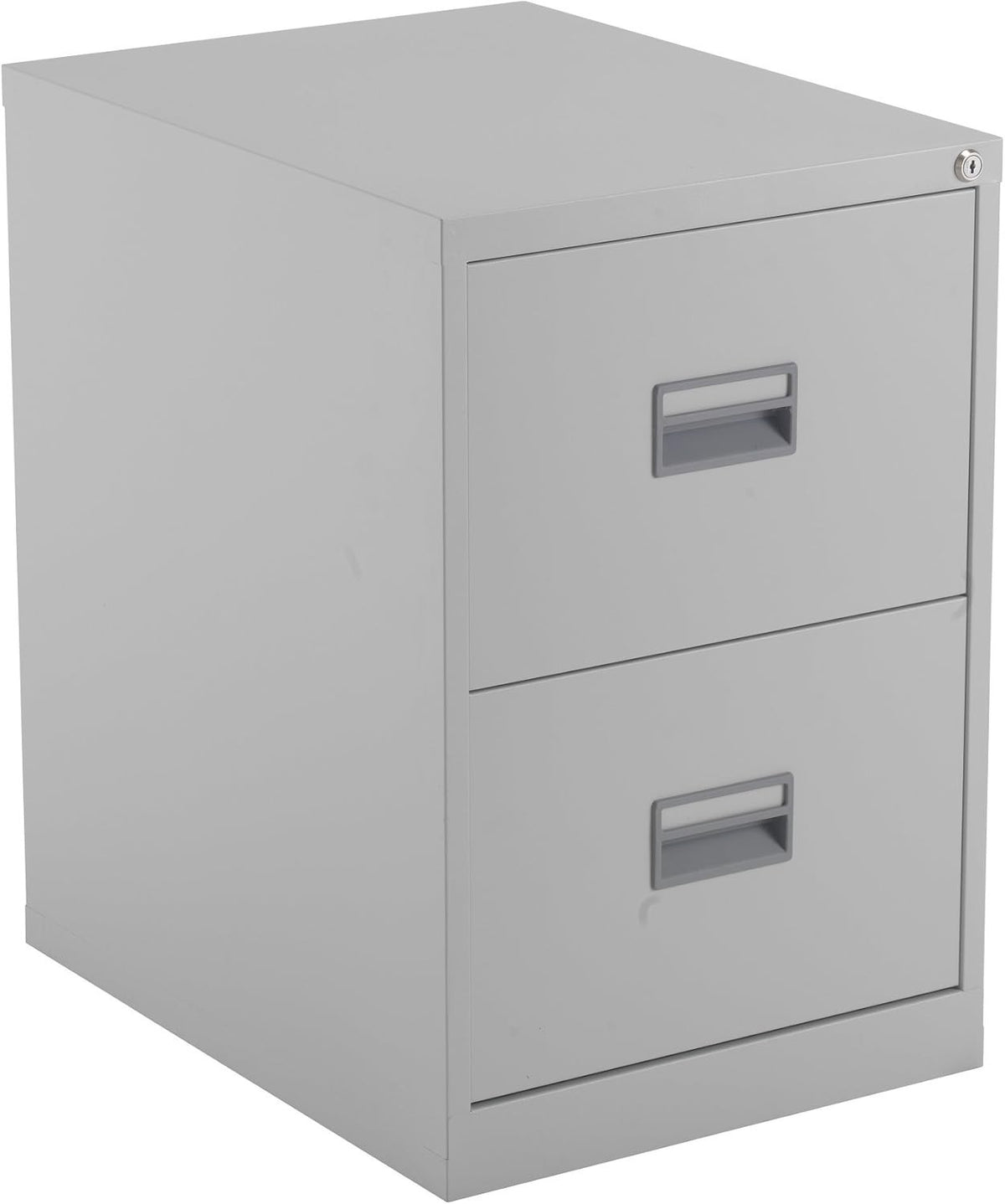 Grey Steel Filing Cabinet 2 Drawer Lockable Heavy Duty 70cm