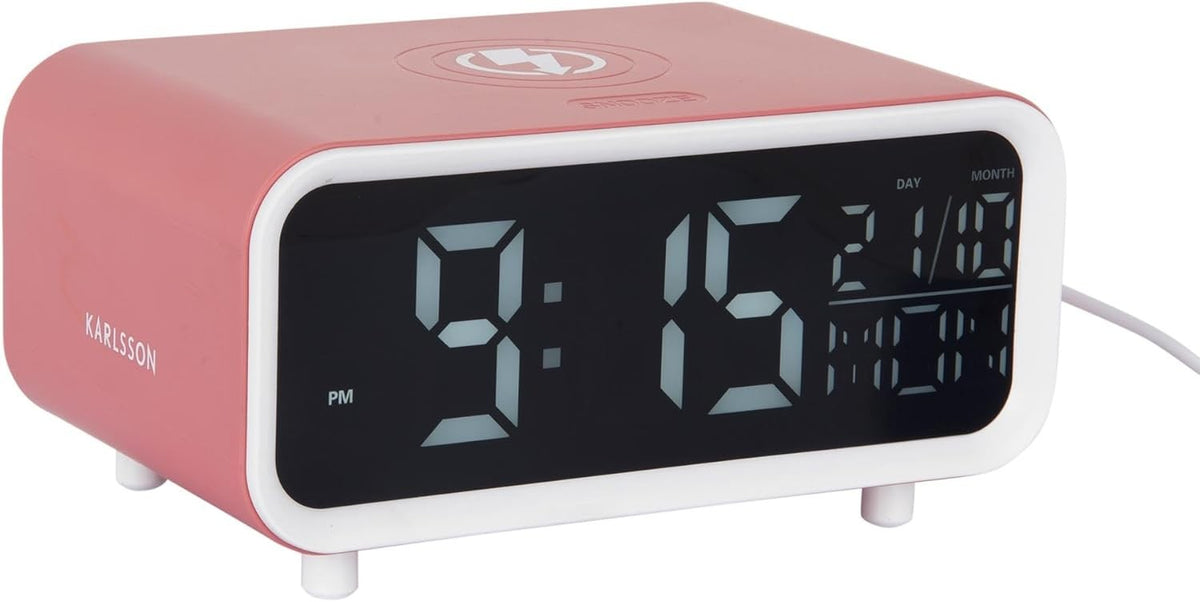 LED Alarm Clock with Wireless Phone Charger Silent Bedside Digital Clock
