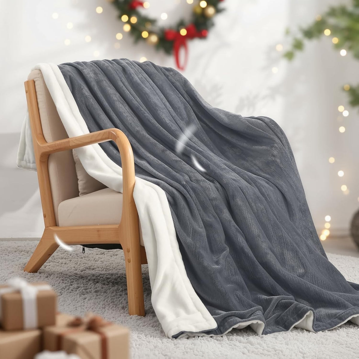 Extra Large Electric Heated Blanket 180x130cm 4 Heat Settings Timer Washable