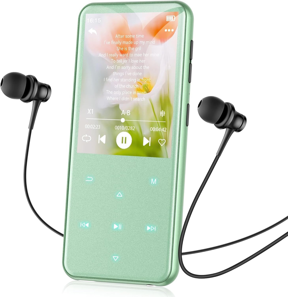 64GB Bluetooth 5.3 MP3 Player 2.4" Screen FM Radio Speaker Green
