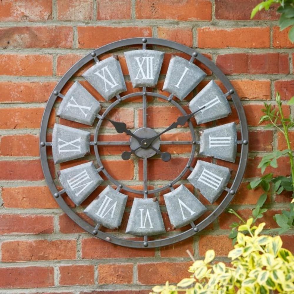 60cm Outdoor Garden Clock Waterproof Roman Numerals Stone Wall Decor