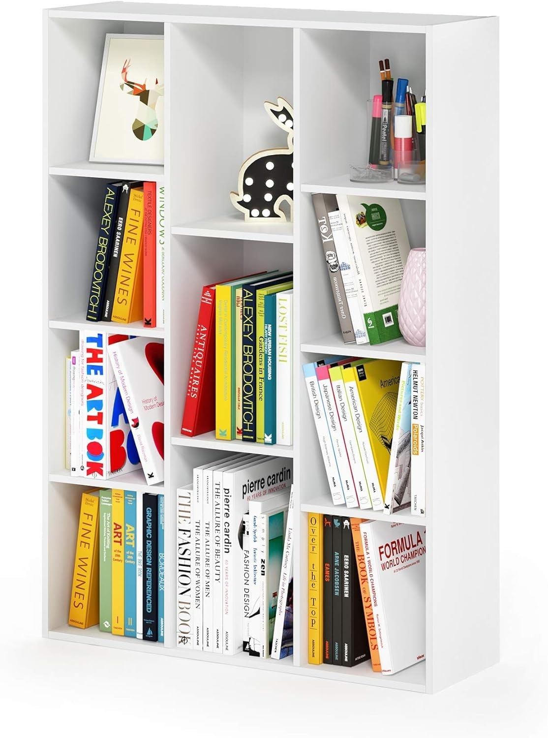 11 Cube Reversible Bookcase Storage Open Shelf Compact Design Organizer White