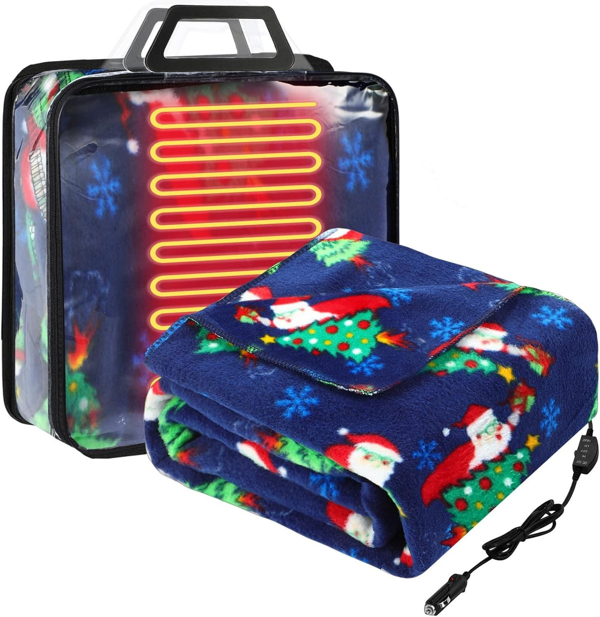12V Heated Car Blanket Electric Travel Throw Temperature Control Winter Warmth