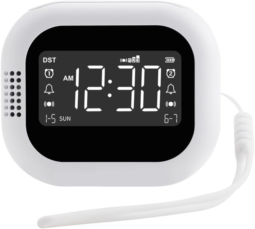 Rechargeable Vibrating Alarm Clock for Heavy Sleepers Dual Alarm LCD Display