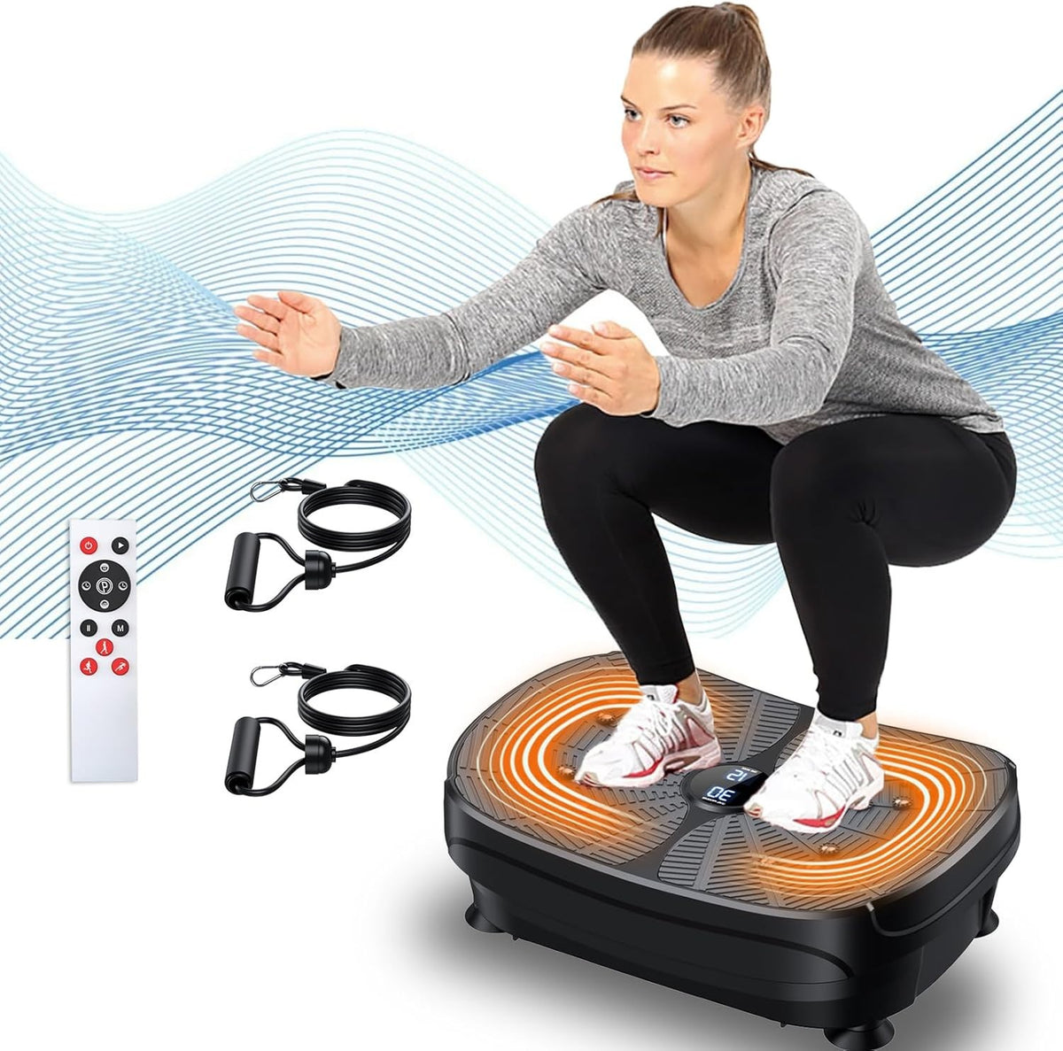 Black Portable Vibration Plate Exercise Machine 99 Levels Lymphatic Drainage