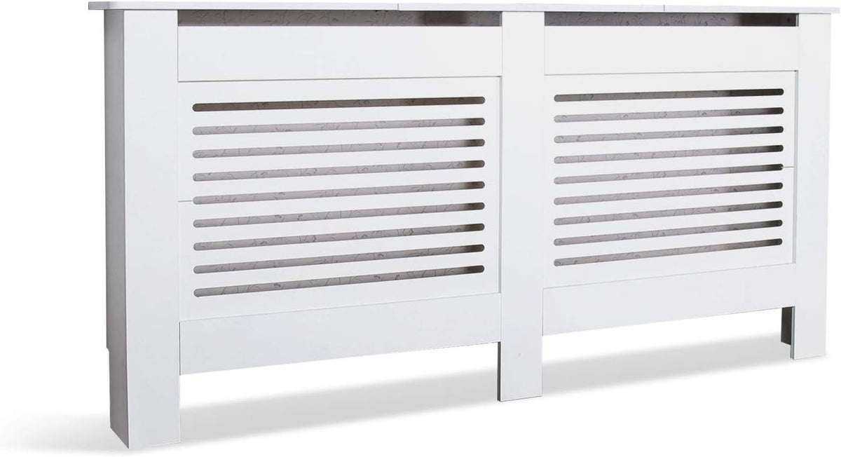 XL White Radiator Cover | Modern Horizontal MDF Cabinet