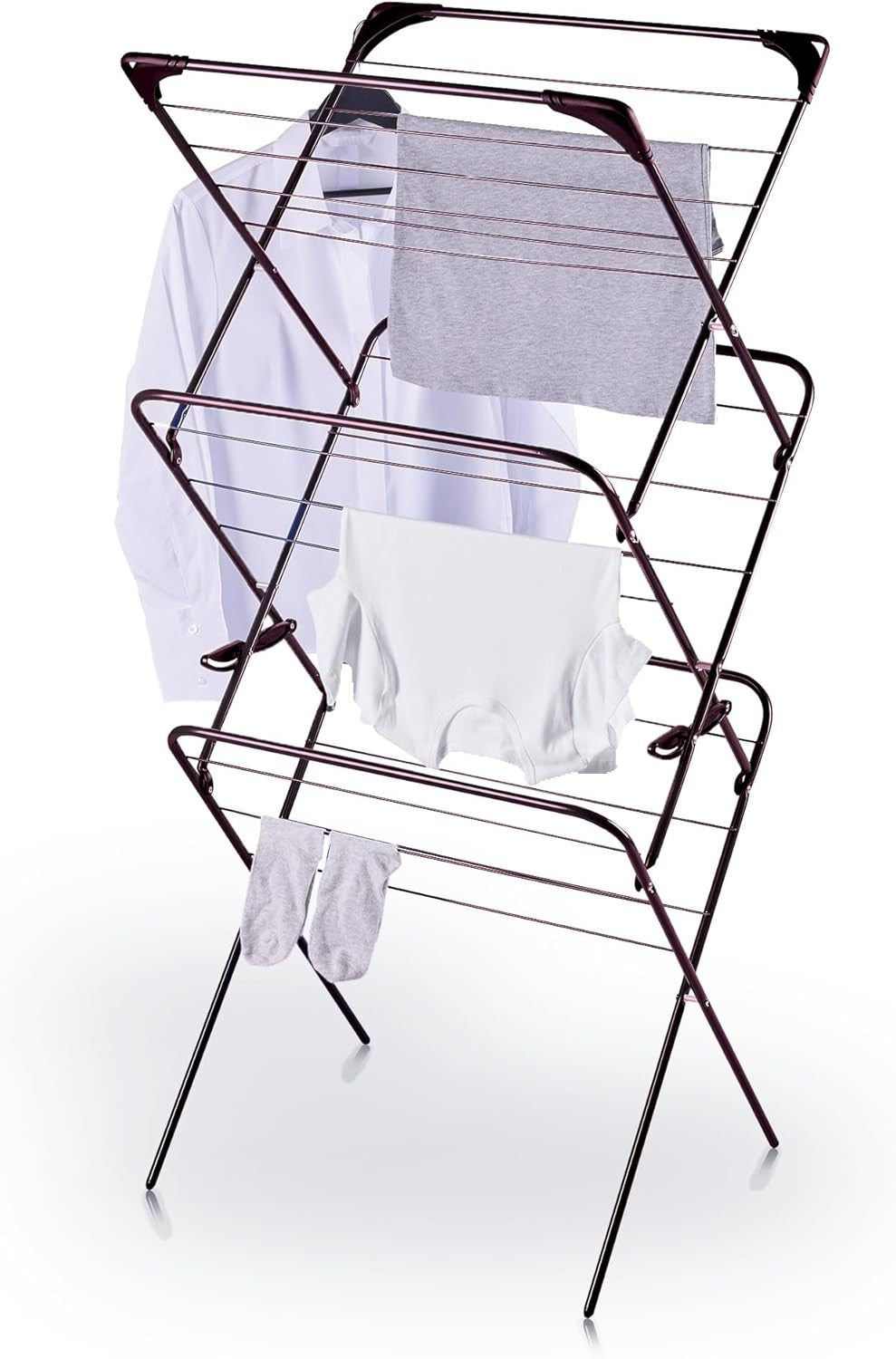 3 Tier Clothes Airer 14m Folding Laundry Drying Rack Indoor Compact Black