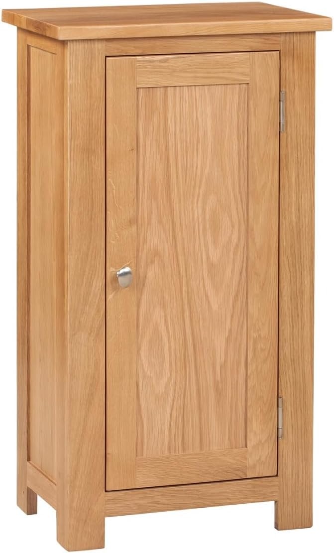 Solid Oak Small Storage Cupboard 1 Door Adjustable Shelves Hallway Cabinet
