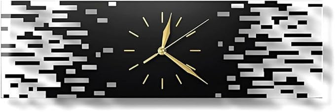 Modern Rectangular Black Wall Clock 50cm Silent Non-Ticking Acrylic Minimalist
