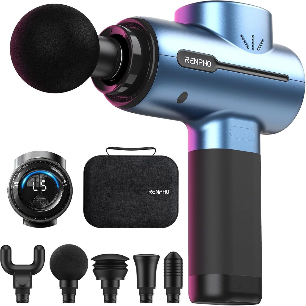 Deep Tissue Massage Gun Powerful Percussion Muscle Massager 5 Heads Rechargeable