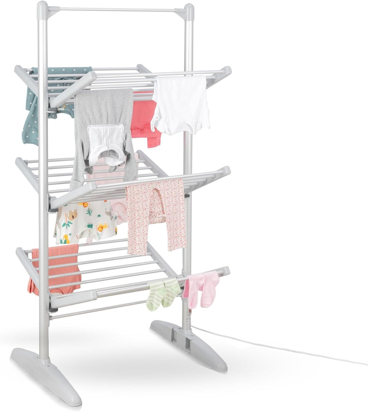 3 Tier Heated Clothes Airer 21m Drying Space 18kg Foldable Electric Indoor