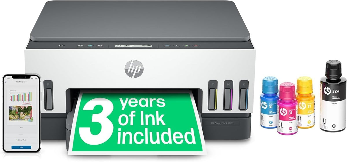 Grey White Smart Tank A4 Wireless Colour Inkjet Printer Duplex HomeUse