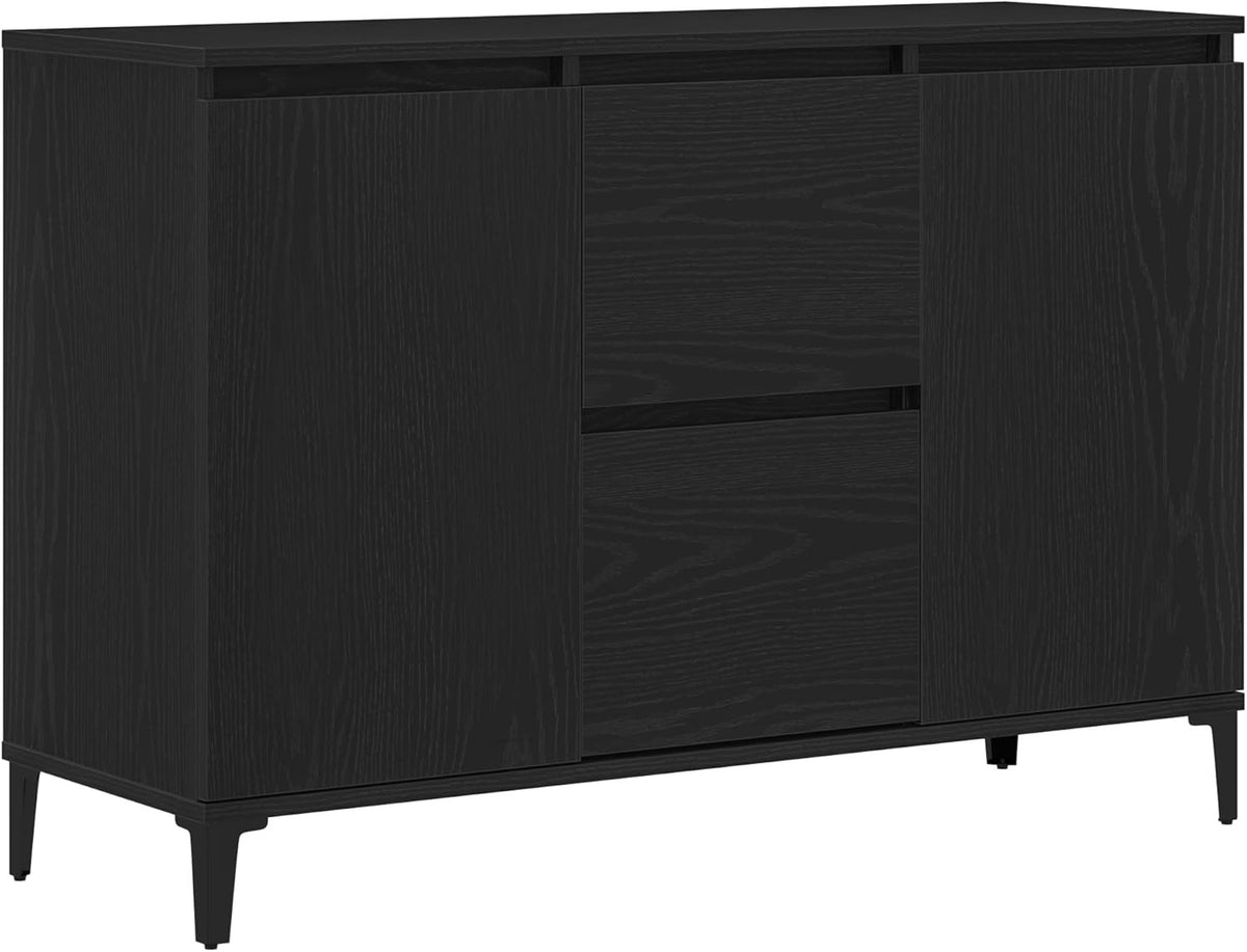 Black Oak Sideboard Cabinet Matte Finish Storage Unit Dining Living Room