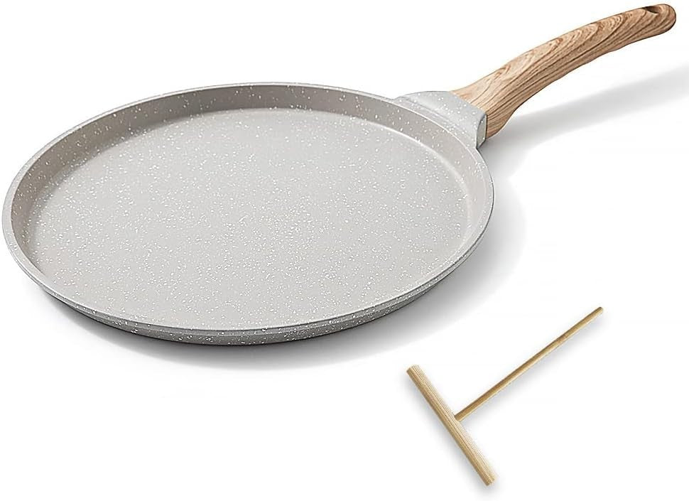 25 cm Bobikuke Non-Stick Crepe & Pancake Pan with Wooden Spreader