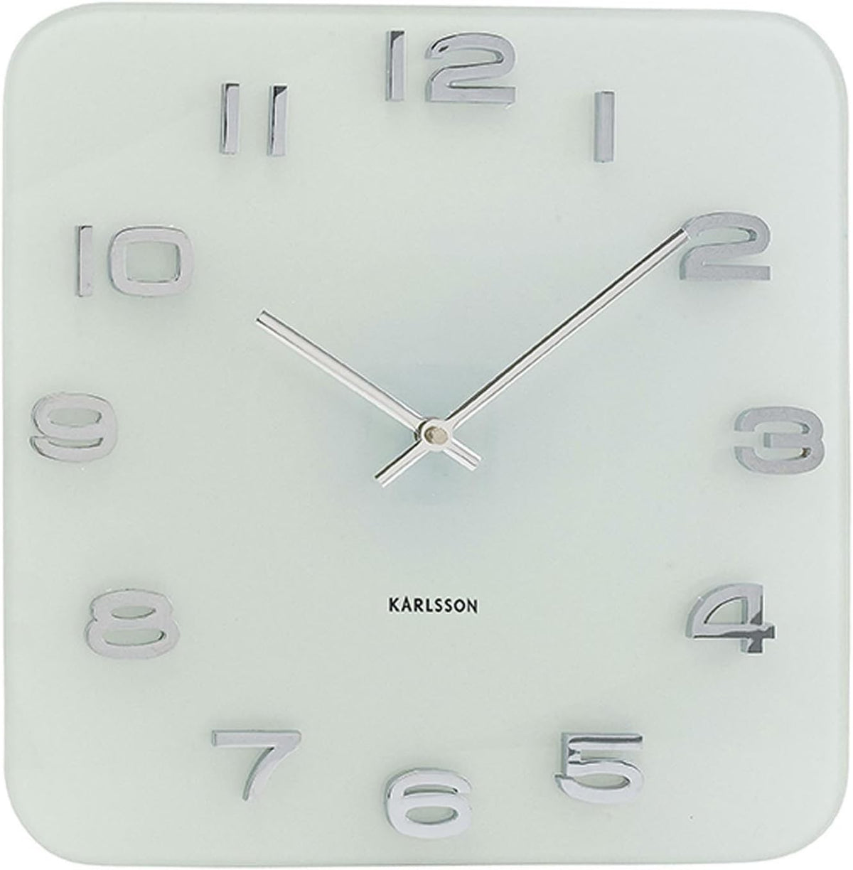 Modern Glass Wall Clock 35cm Silent Square White Decor Minimalist Home Office