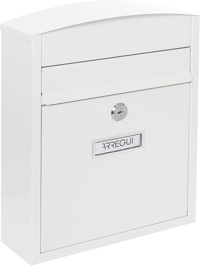 Wall Mounted Steel Mailbox White | Compact Lockable Post Box | Outdoor