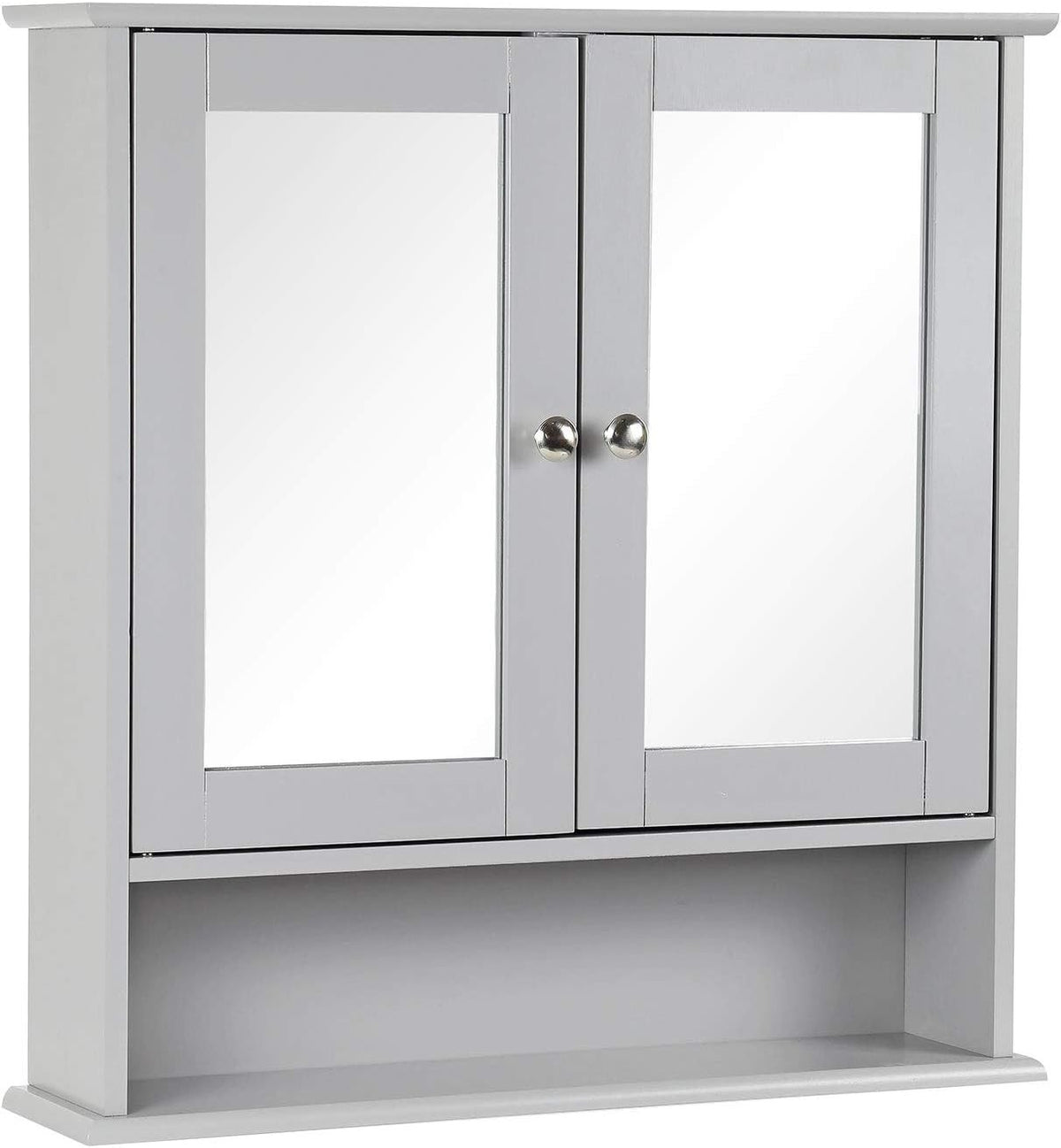Bathroom Mirror Cabinet Double Door Wall Mounted Storage with Adjustable Shelves