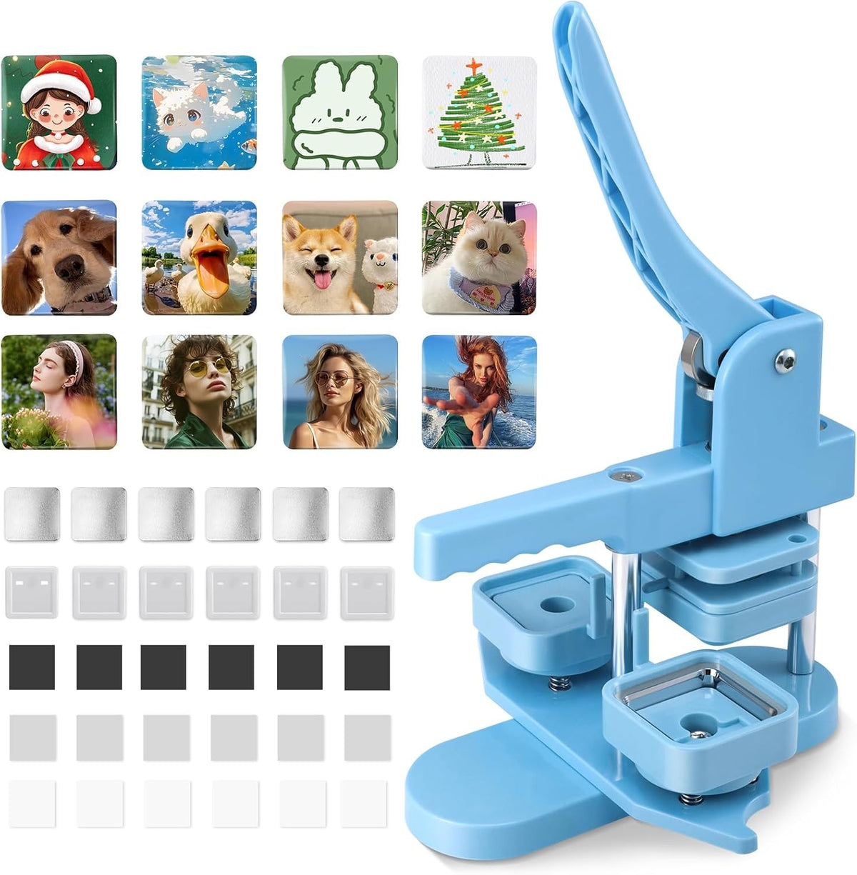 Square Button Maker Machine 50x50mm Magnet Badge Press DIY Kit
