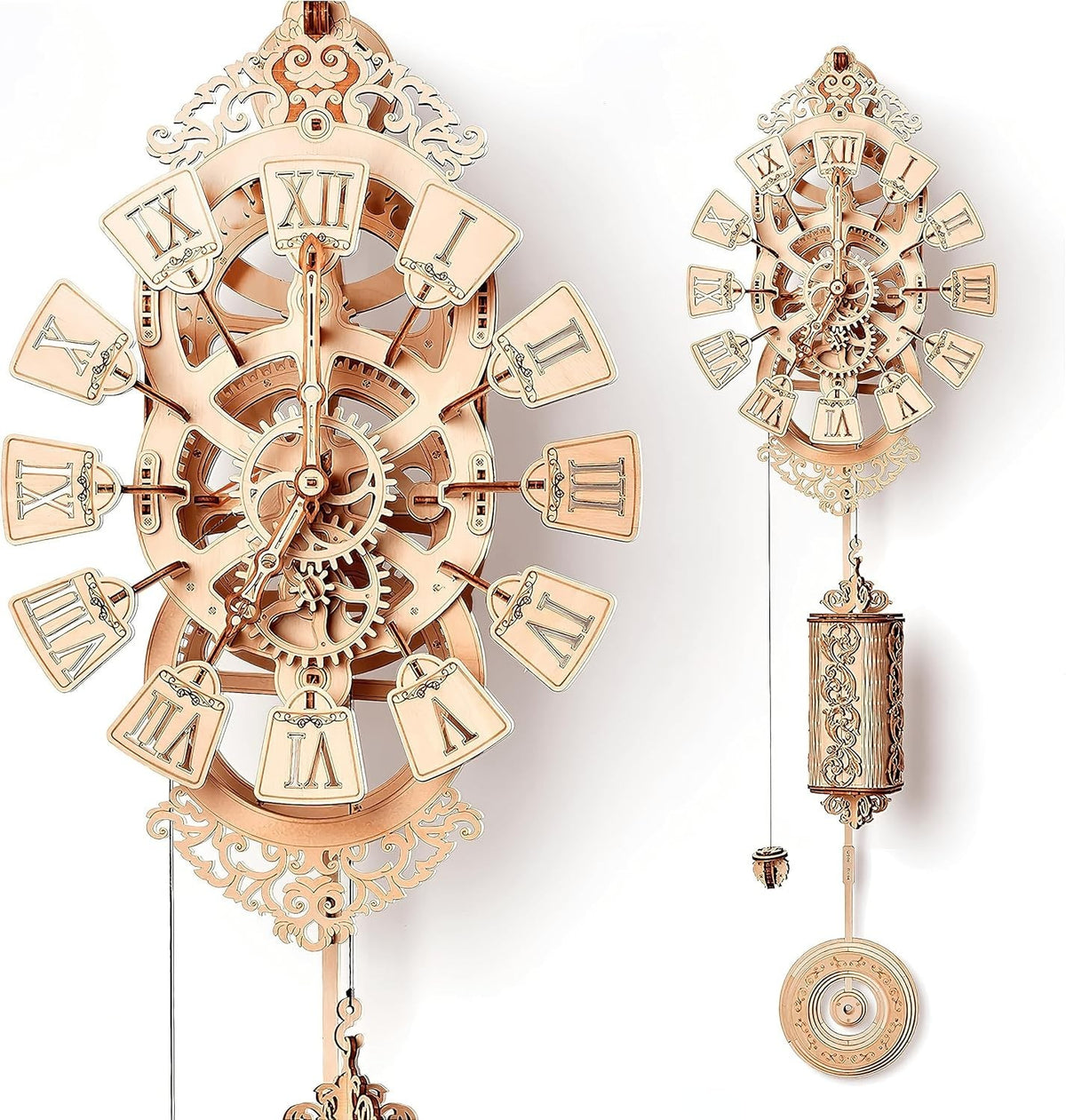3D Wooden Wall Clock Puzzle Kit | DIY Pendulum Clock | No Battery Model