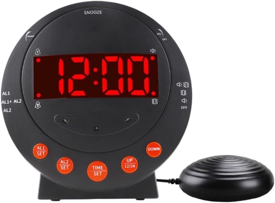 Loud Vibration Alarm Clock Bed Shaker Heavy Sleepers Hearing Impaired