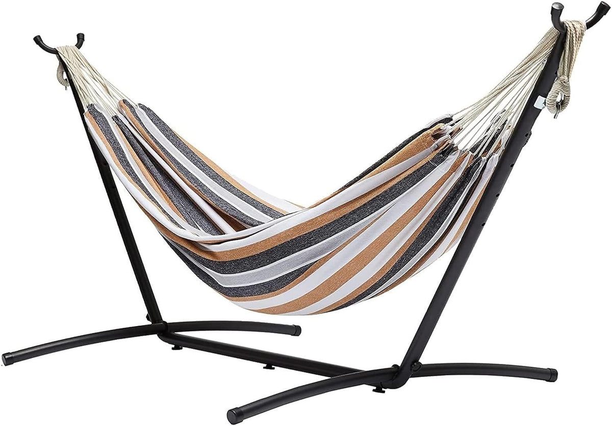 Heavy-Duty Fabric Hammock with Stand, Space-Saving Steel Frame, 2-Person