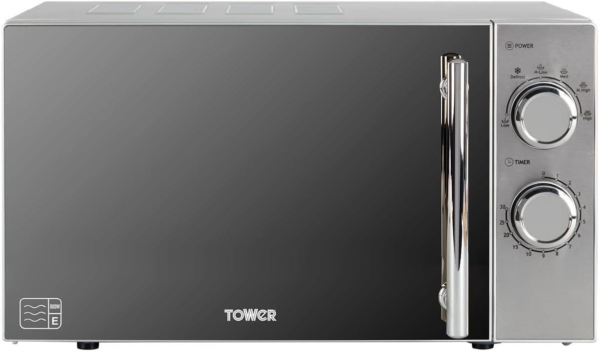 20L Microwave 800W Manual 5 Power Levels 30 Min Timer Silver