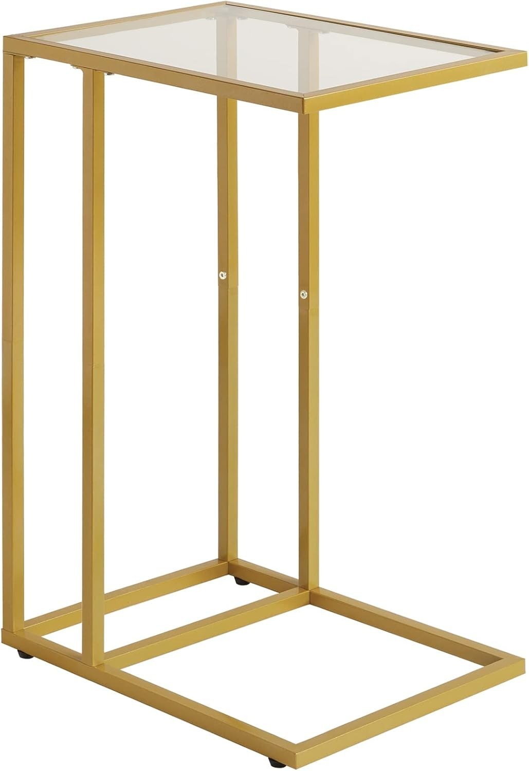 Gold C-Shaped Side Table 30x40x63 cm | Tempered Glass Sofa & Bed Table