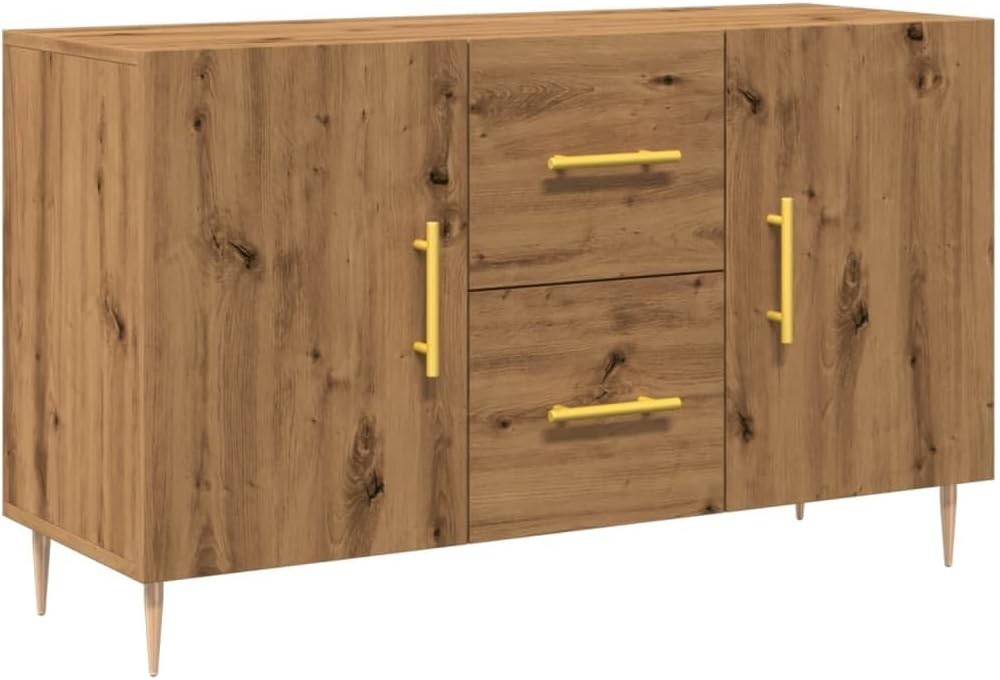 Modern Oak Sideboard Cabinet with Drawers Storage Unit Metal Legs