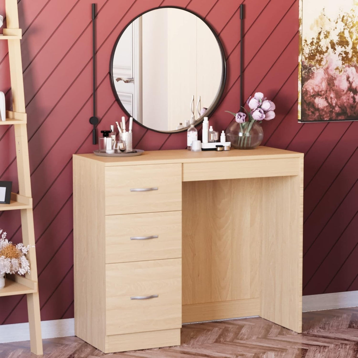 3-Drawer Dressing Table Vanity Desk Makeup Station Storage Chest Bedroom