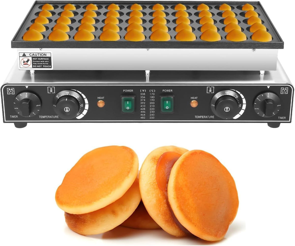 Commercial 50-Hole Mini Pancake Maker | Non-Stick Dutch Muffin Machine 1700W
