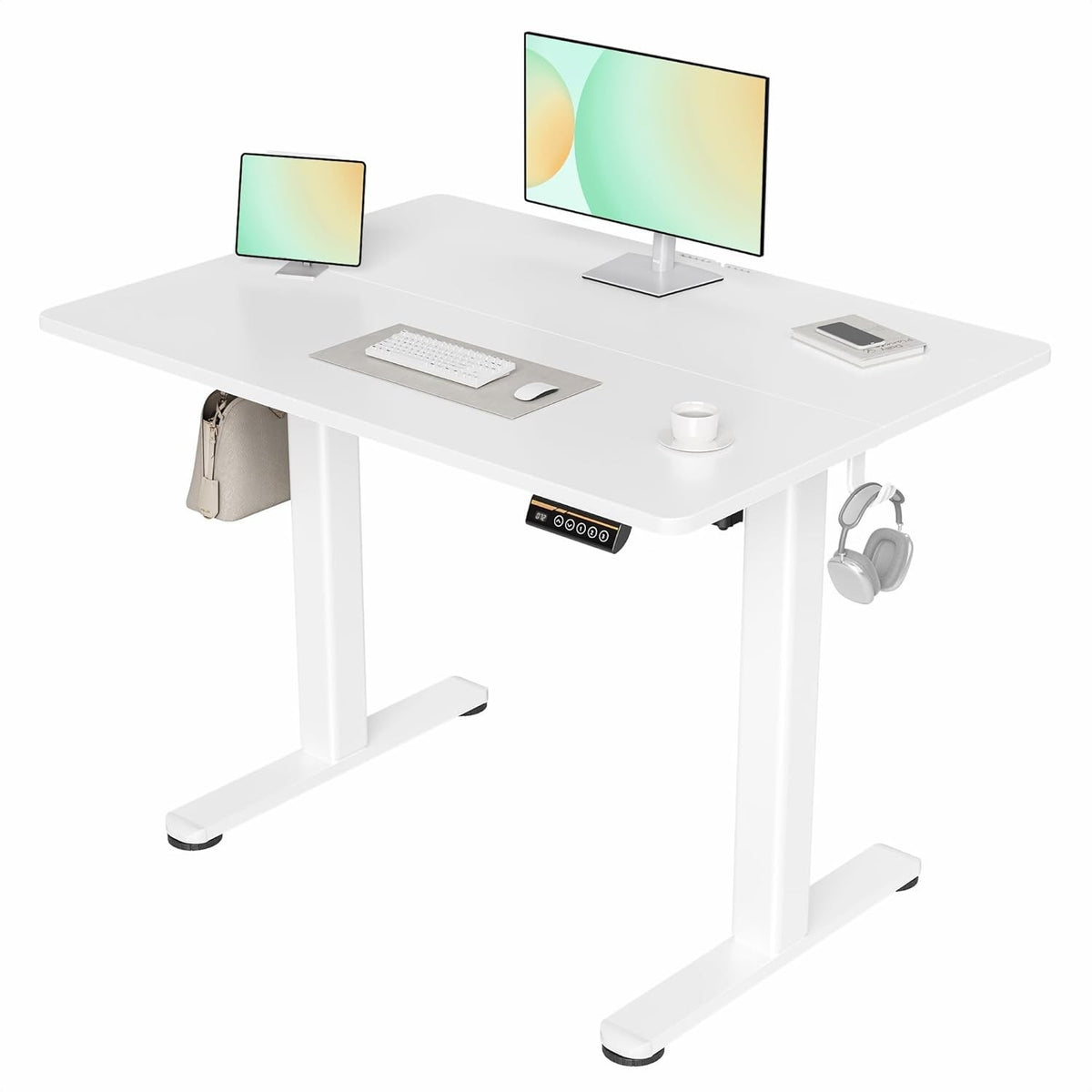White Electric Standing Desk 100x60cm Adjustable Sit Stand Office Table