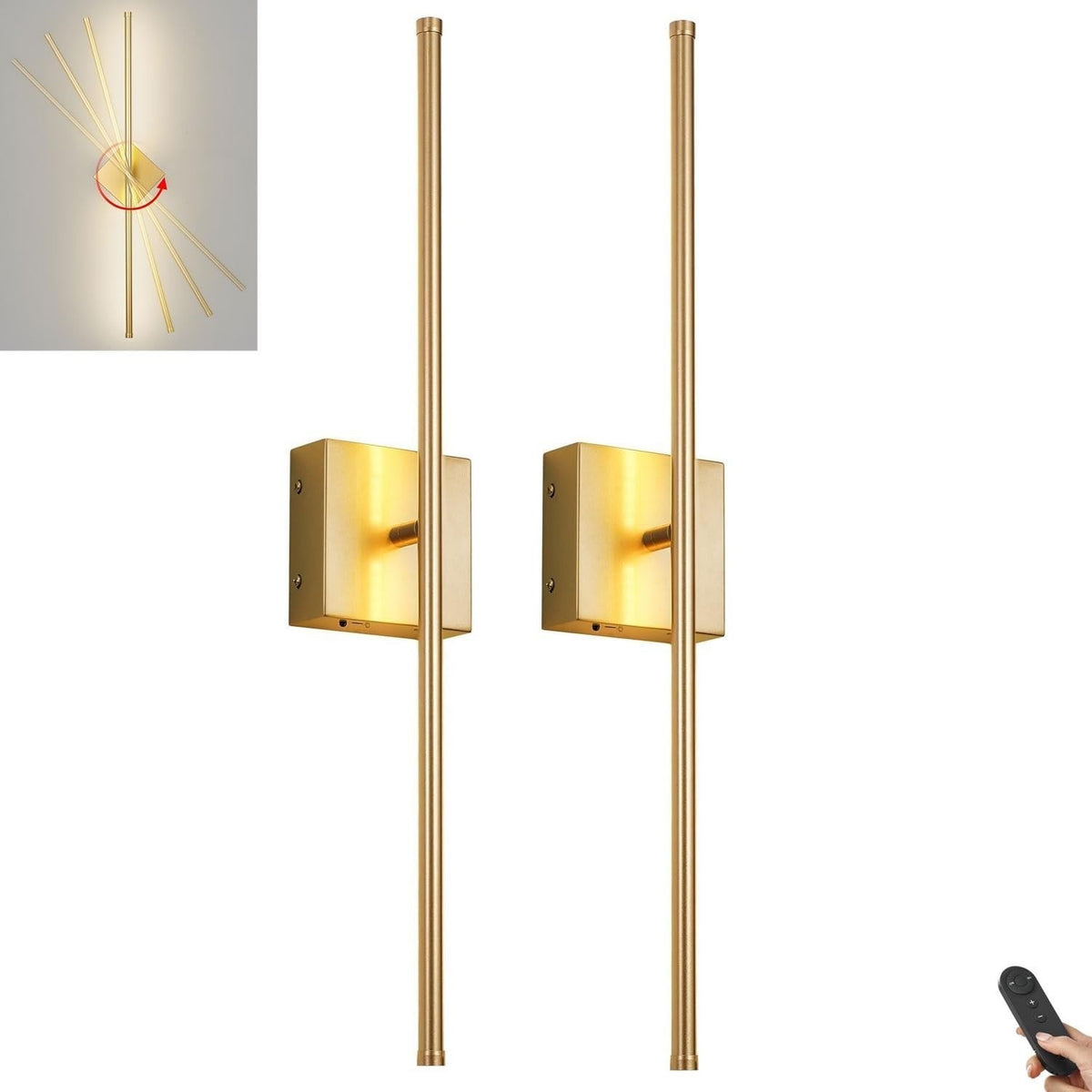 Wireless Battery LED Wall Sconces Set of 2 with Remote