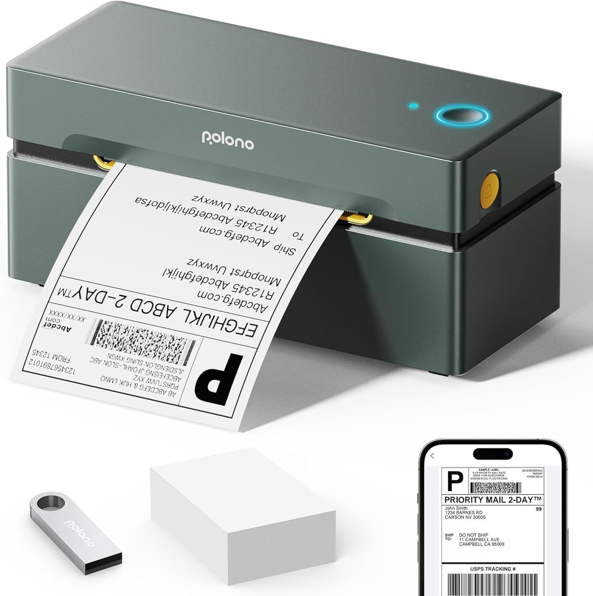 Cyan Bluetooth Thermal Shipping Label Printer 4x6 High-Speed USB Wireless