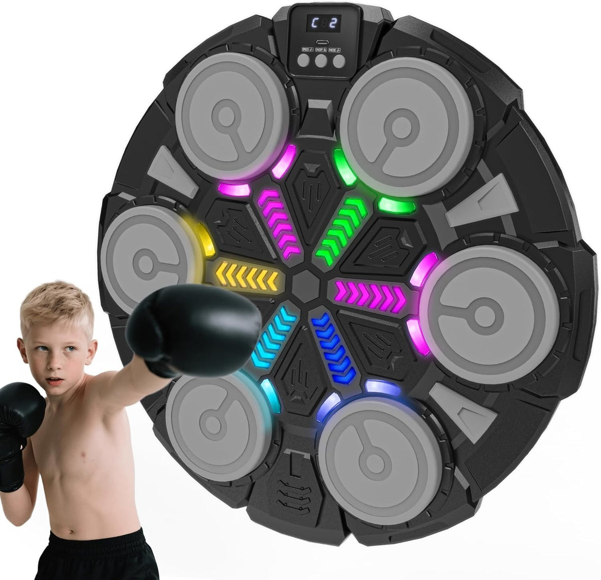 Music Boxing Machine Wall Mounted LED Punch Pad Bluetooth Home Trainer