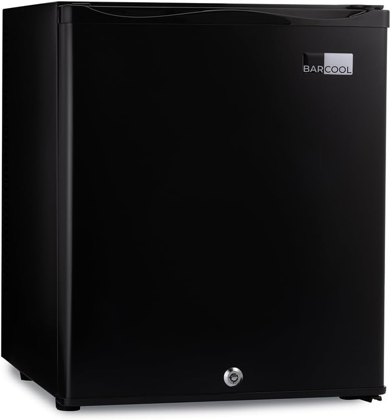 24L Black Mini Fridge Compact LED Lockable Tabletop Cooler Bedroom Office