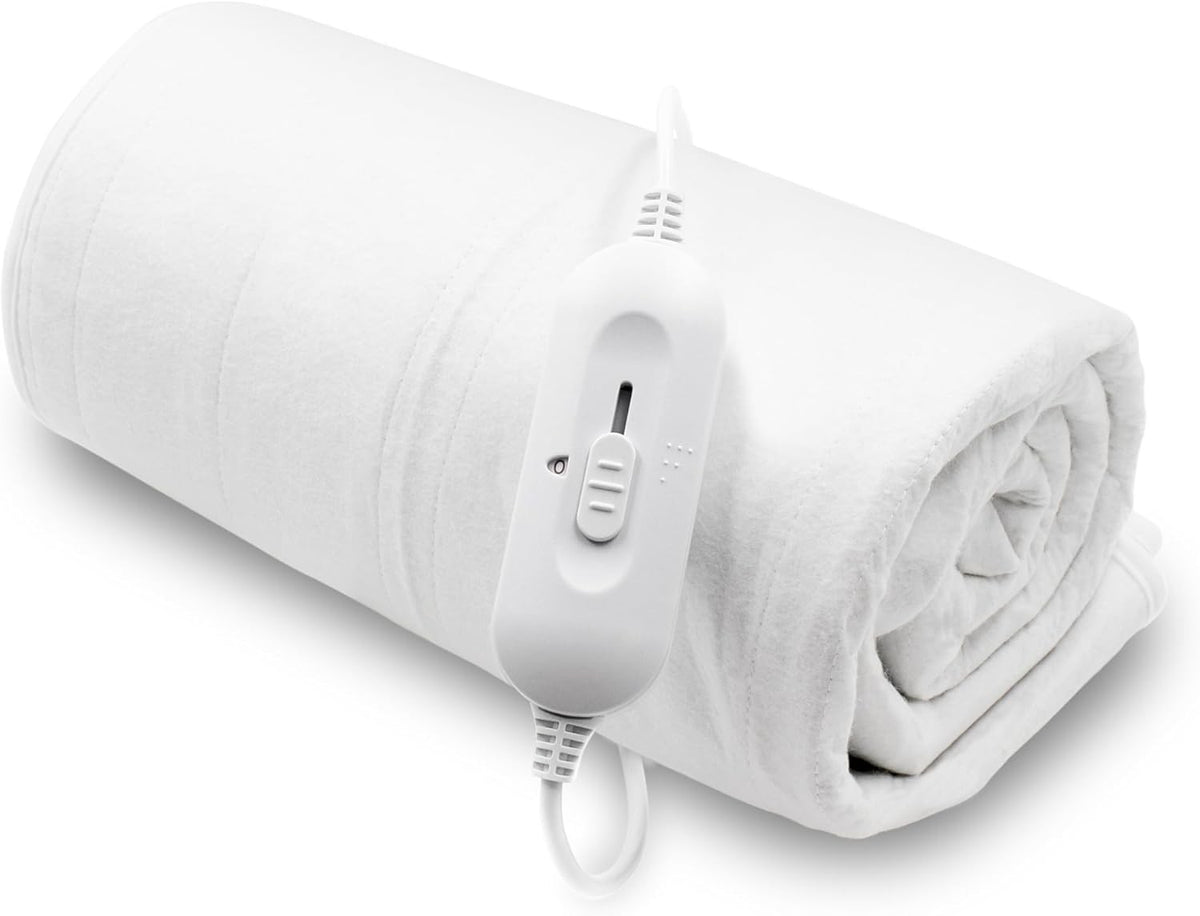 Double Electric Underblanket White 135x120cm Heated Mattress Cover